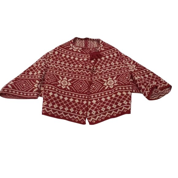 Cabi Nordic Fair Isle Shrug Cardigan, Red Ivory, L - Picture 11 of 11